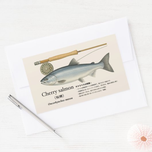 Cherry Salmon (Oncorhynchus maso – Japanese 長方形シール (封筒)