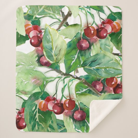 Cherry Seamless Pattern シェルパブランケット (正面)