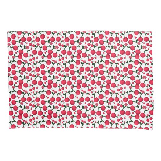 Cherry Seamless Pattern, Red Fruit Pattern, Cute C 枕カバー (正面)