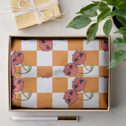 Cherry Skull Checkerboard – Alt Aesthetic 薄葉紙 (ギフト)