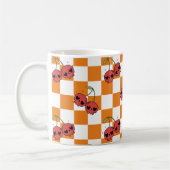 Cherry Skull Checkerboard – Cute Goth Style コーヒーマグカップ (左)