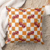 Cherry Skull Checkerboard – Cute Kawaii Vibes クッション (ブランケット)