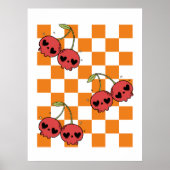 Cherry Skull Checkerboard – Punk Wall Art ポスター (正面)