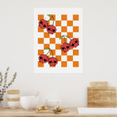 Cherry Skull Checkerboard – Punk Wall Art ポスター (キッチン)