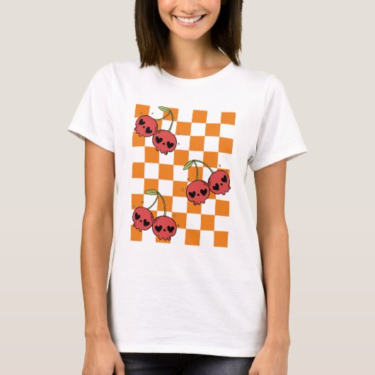 Cherry Skull Checkerboard – Sweet but Deadly Tシャツ (正面)