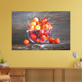 Cherry Still Life in Glass Stretched Canvas Print キャンバスプリント (インサイチュ (リビング))