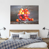 Cherry Still Life in Glass Stretched Canvas Print キャンバスプリント (インサイチュ (寝室))