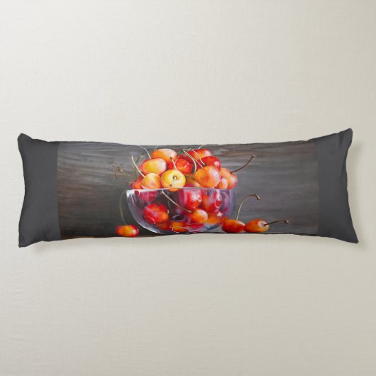 Cherry Still Life in Glass Stretched Canvas Print ボディピロー (裏面)