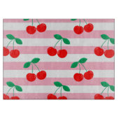 Cherry Stripe Pattern – Retro Fruit Gift & Decor カッティングボード (正面)