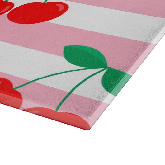 Cherry Stripe Pattern – Retro Fruit Gift & Decor カッティングボード (角)