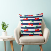 Cherry Stripe Pattern – Retro Fruit Gift & Decor クッション (椅子)