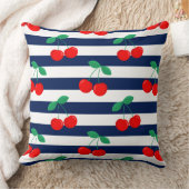 Cherry Stripe Pattern – Retro Fruit Gift & Decor クッション (ブランケット)