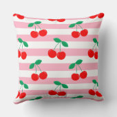 Cherry Stripe Pattern – Retro Fruit Gift & Decor クッション (裏面)