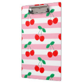 Cherry Stripe Pattern – Retro Fruit Gift & Decor クリップボード (左)