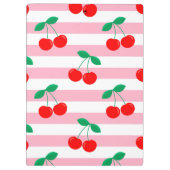 Cherry Stripe Pattern – Retro Fruit Gift & Decor クリップボード (裏面)