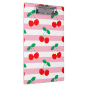 Cherry Stripe Pattern – Retro Fruit Gift & Decor クリップボード (右)