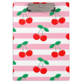Cherry Stripe Pattern – Retro Fruit Gift & Decor クリップボード (正面)