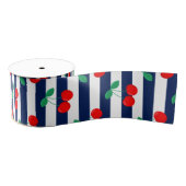 Cherry Stripe Pattern – Retro Fruit Gift & Decor グログランリボン (リール)