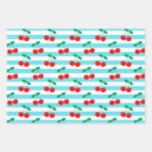 Cherry Stripe Pattern – Retro Fruit Gift & Decor ラッピングペーパーシート (正面3)
