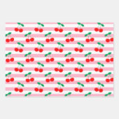 Cherry Stripe Pattern – Retro Fruit Gift & Decor ラッピングペーパーシート (正面2)