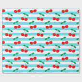 Cherry Stripe Pattern – Retro Fruit Gift & Decor ラッピングペーパー (フラット)
