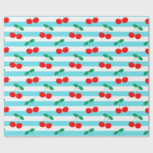 Cherry Stripe Pattern – Retro Fruit Gift & Decor ラッピングペーパー (フラット)