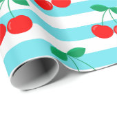 Cherry Stripe Pattern – Retro Fruit Gift & Decor ラッピングペーパー (ロールコーナー)