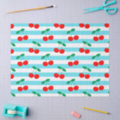 Cherry Stripe Pattern – Retro Fruit Gift & Decor 薄葉紙 (クラフト)
