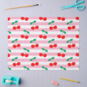 Cherry Stripe Pattern – Retro Fruit Gift & Decor 薄葉紙 (クラフト)