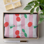 Cherry Stripe Pattern – Retro Fruit Gift & Decor 薄葉紙 (ギフト)