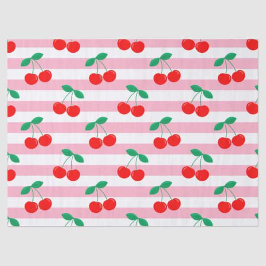 Cherry Stripe Pattern – Retro Fruit Gift & Decor 薄葉紙 (正面)