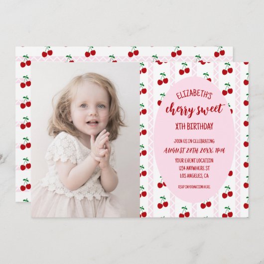 Cherry Sweet Birthday 招待状 (正面/裏面)