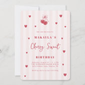 Cherry Sweet Coquette Girl Birthday 招待状 (正面)