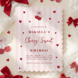 Cherry Sweet Coquette Girl Birthday 招待状