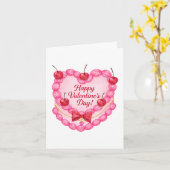 Cherry Sweet Valentine Cake Greeting Card カード (黄色い花)