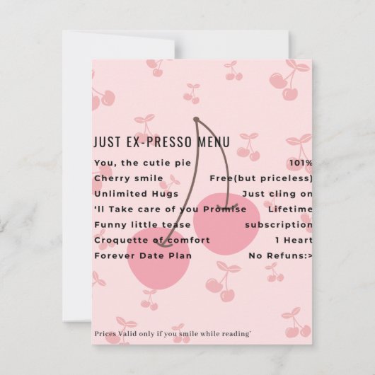 Cherry Themed Valentine cute funny カード (裏面)