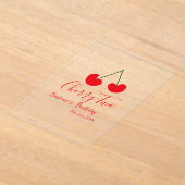 Cherry two 2nd birthday red cherry kids simple  アクリル招待状 (レイダウン)