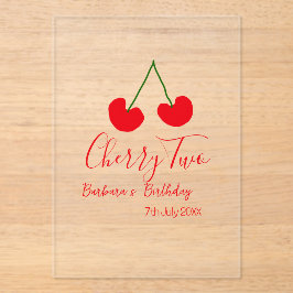 Cherry two 2nd birthday red cherry kids simple  アクリル招待状