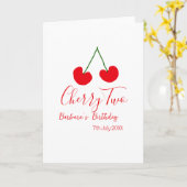 Cherry two 2nd birthday red cherry kids simple  カード (黄色い花)