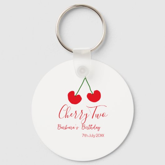 Cherry two 2nd birthday red cherry kids simple  キーホルダー (正面)