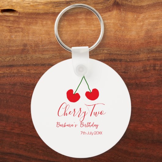 Cherry two 2nd birthday red cherry kids simple キーホルダー (正面)