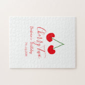 Cherry two 2nd birthday red cherry kids simple  ジグソーパズル (横)