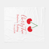 Cherry two 2nd birthday red cherry kids simple  フリースブランケット (正面(横))