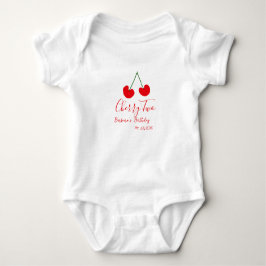 Cherry two 2nd birthday red cherry kids simple  ベビーボディスーツ