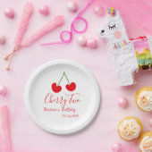 Cherry two 2nd birthday red cherry kids simple  ペーパープレート (パーティー)