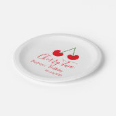 Cherry two 2nd birthday red cherry kids simple  ペーパープレート (アングル)