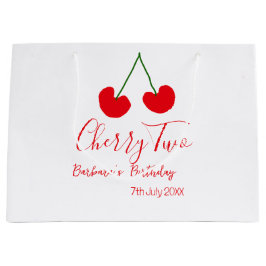 Cherry two 2nd birthday red cherry kids simple  ラージペーパーバッグ
