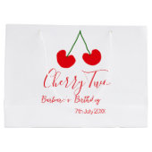 Cherry two 2nd birthday red cherry kids simple  ラージペーパーバッグ (裏面)