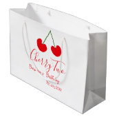 Cherry two 2nd birthday red cherry kids simple  ラージペーパーバッグ (裏面アングル)