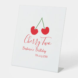 Cherry two 2nd birthday red cherry kids simple  台座サイン